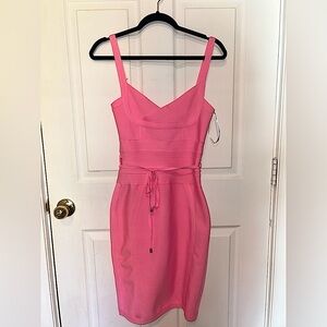 Tight and bright pink dress